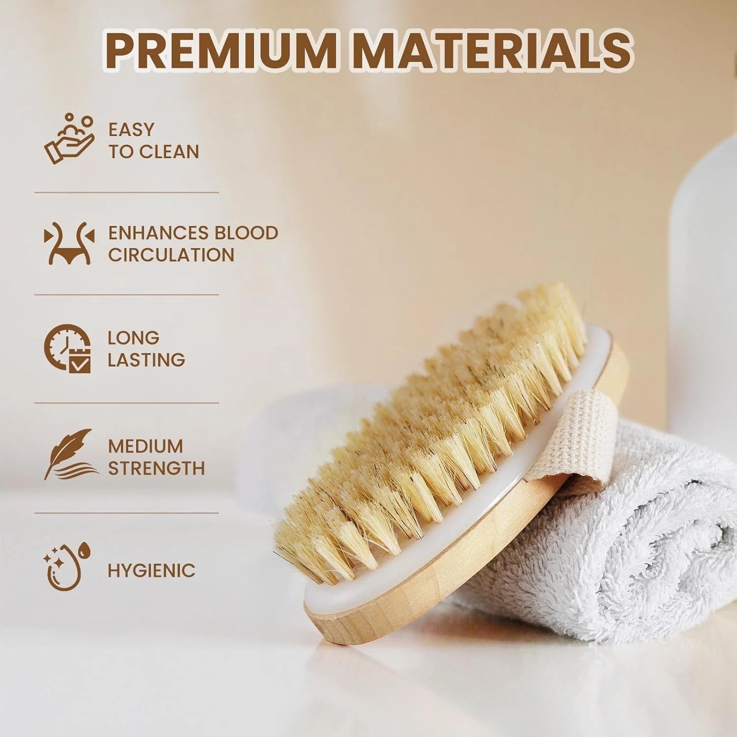 Dry Brushing Body Brush, Natural Bristle Exfoliating Brush for Skin & Cellulite