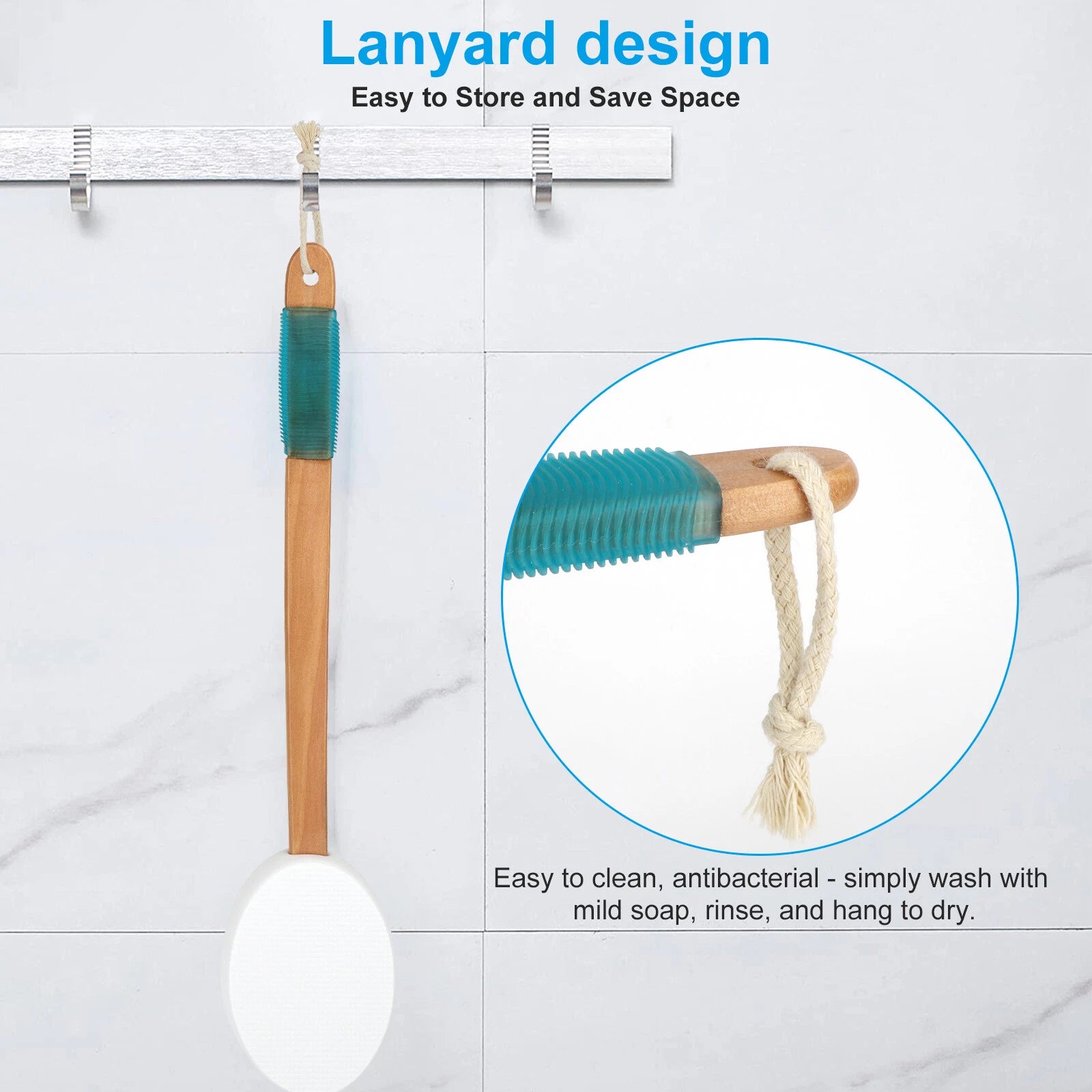 Back Lotion Applicator, for Body Skin Cream, Bath Brush with 3 Replaceable Pads