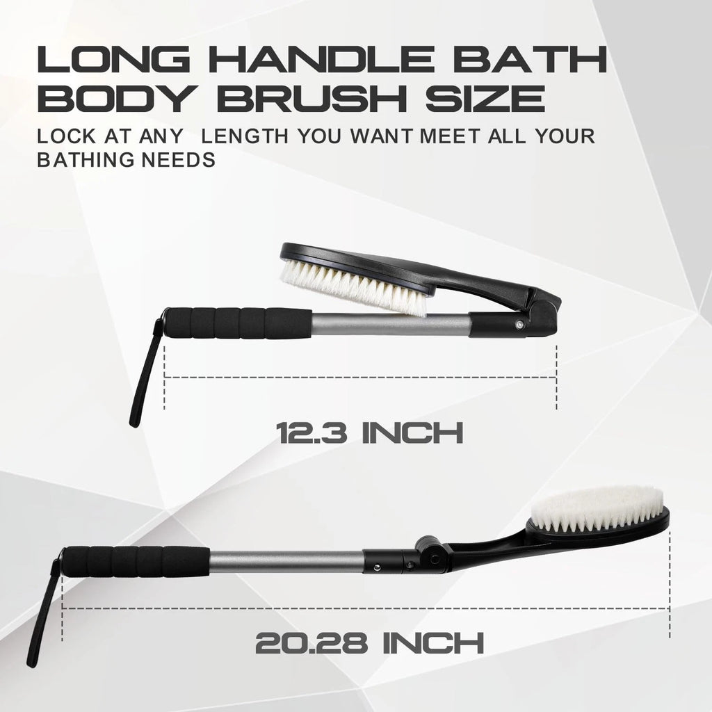 Body Brush for Back, Long Handle Bath Brush for Showering, Adjustable Head Ba...