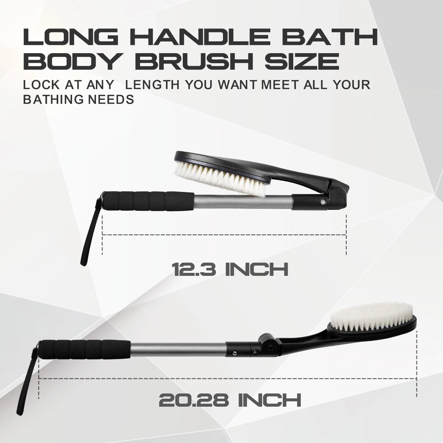Body Brush for Back, Long Handle Bath Brush for Showering, Adjustable Head Ba...