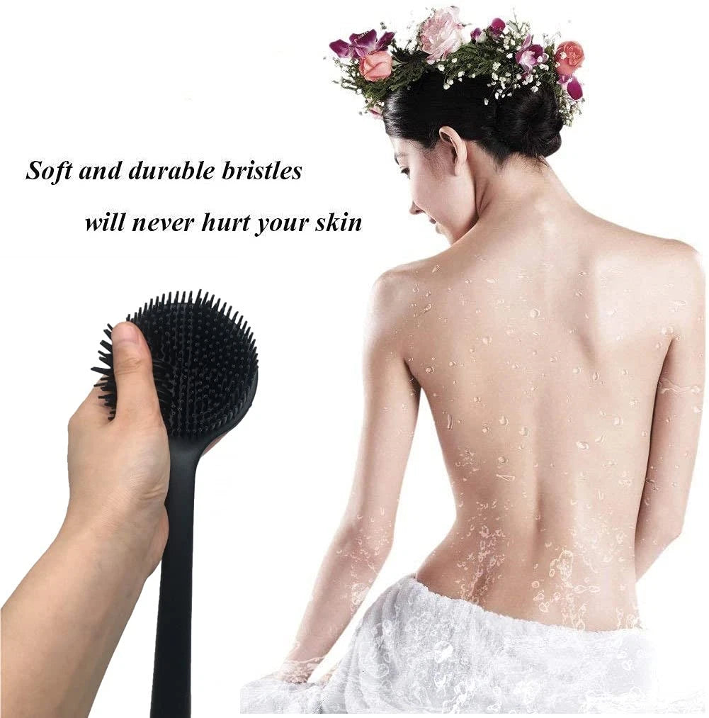 Silicone Body Scrubber Long Handle Back Scrubber for Shower Silicone Body Brush