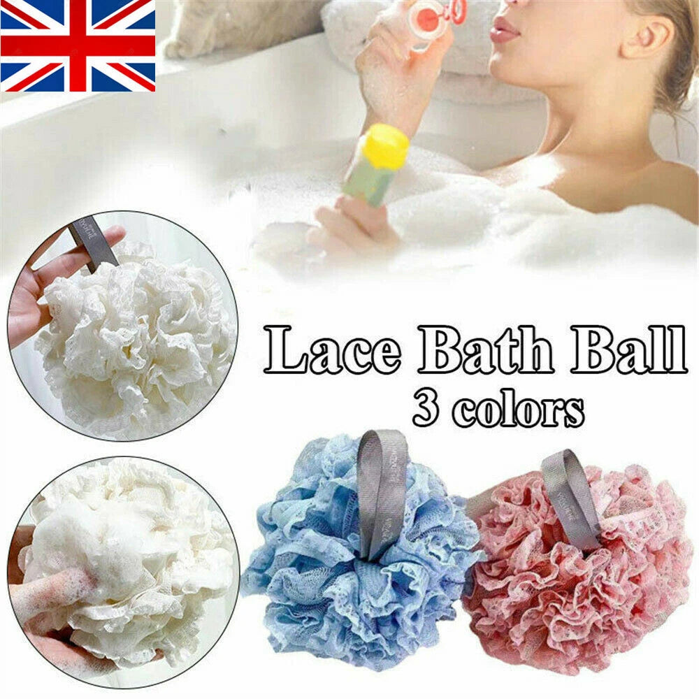 Soft Scrubber Sponge Flower Exfoliating Body Brush Puff Bath Shower Mesh Ball UK