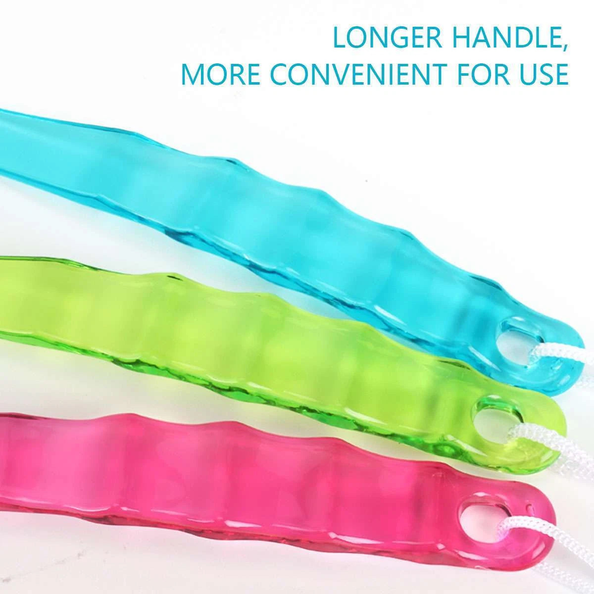 Bath Body Brush Soft Bristles Shower Back Scrubber Anti Slip Long Handle W/ Rope