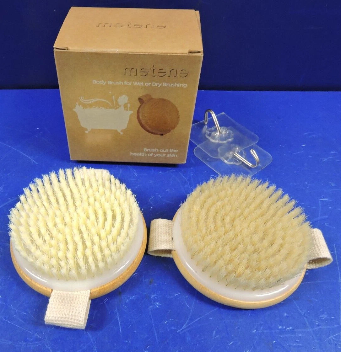 NEW 2 Pack Metene Body Brushes / Soft and Stiff Brushing / Wet or Dry / SEALED