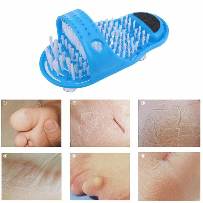 Plastic Bath Shoe Shower Brush Massager Slippers for Feet Pumice Stone Scrubber