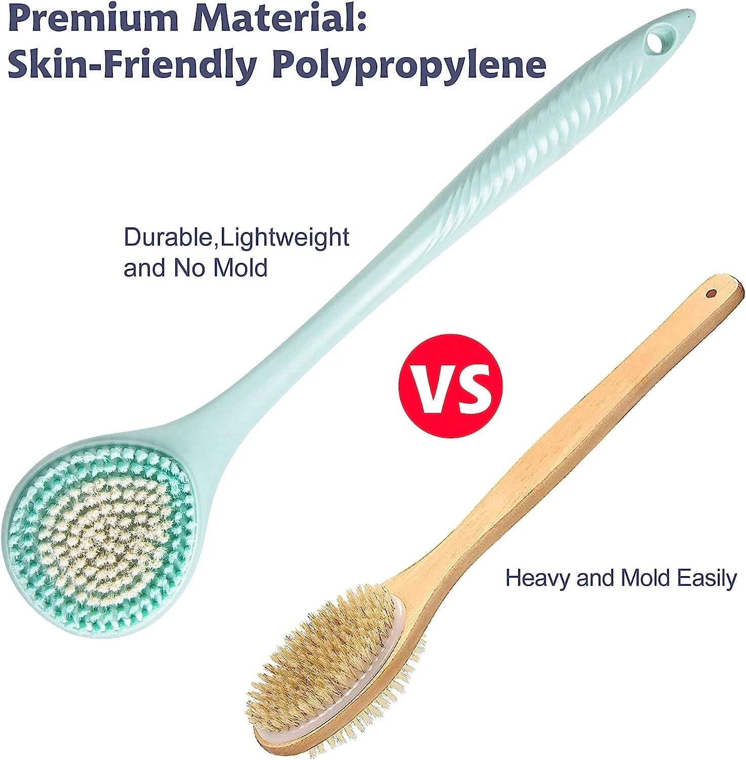 Long Handle Bath Body Brush - Soft Shower Brush for Men & Women,Back Bath Brush