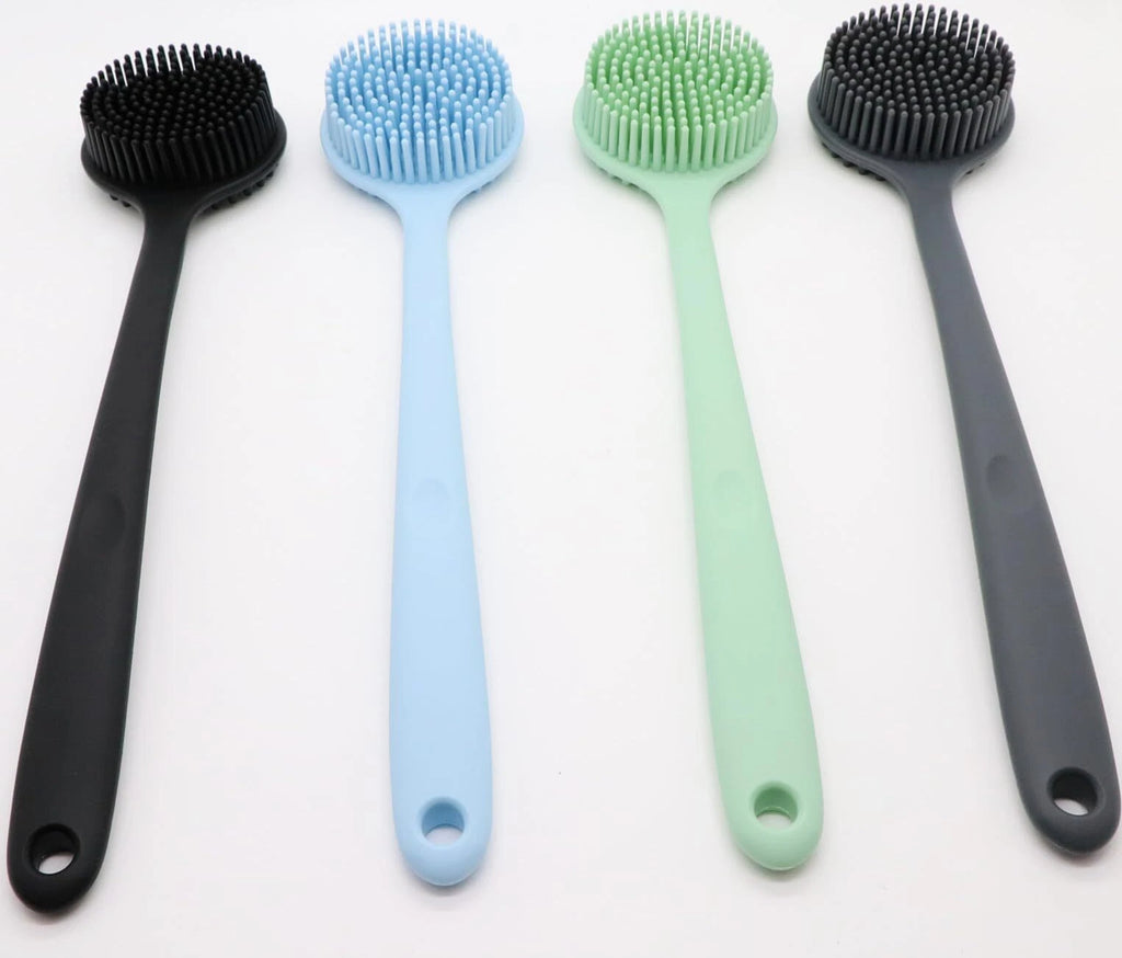 Silicone Body Scrubber - Long Handle Exfoliating Shower Brush for Men Women &...