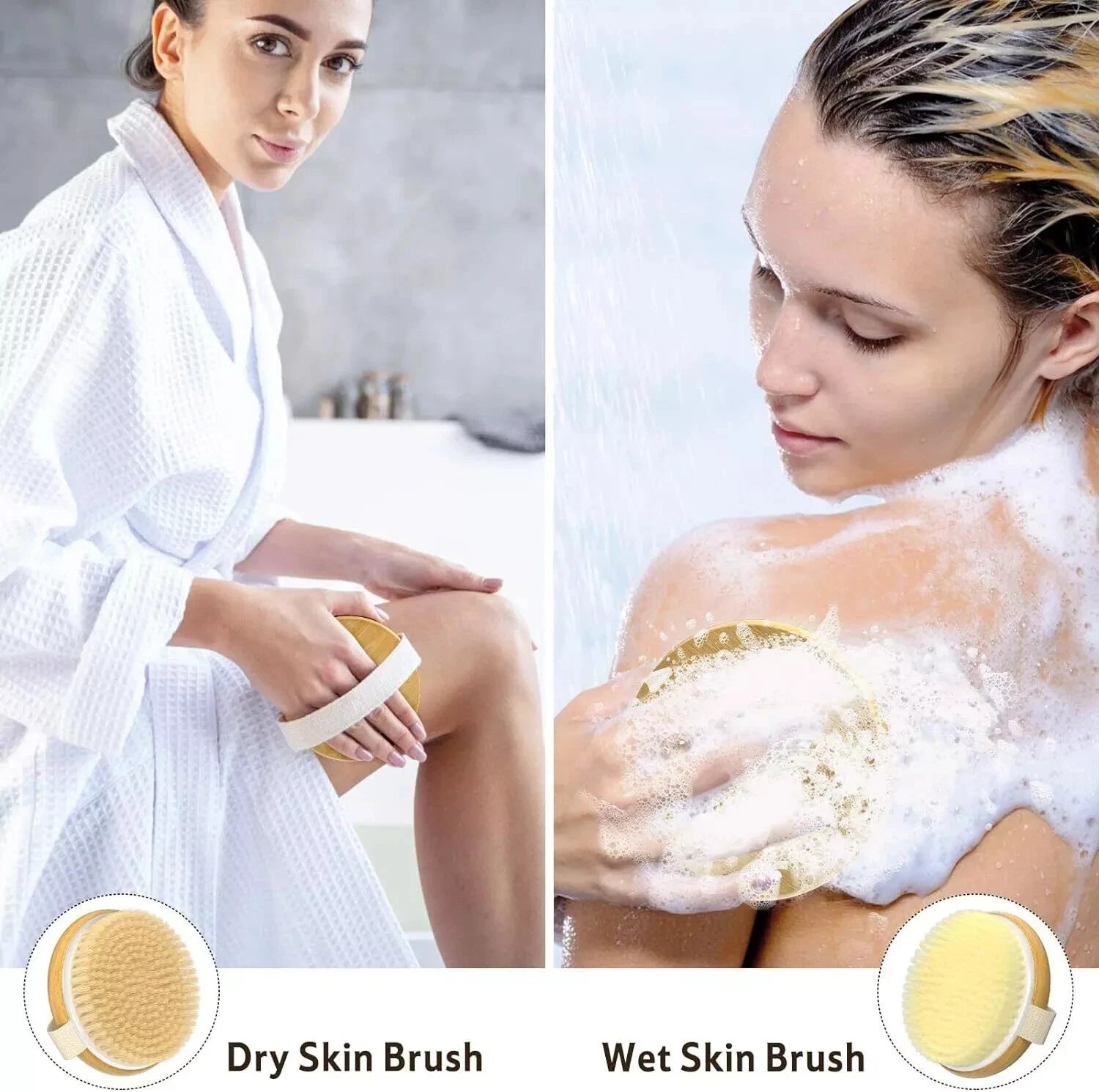 NEW 2 Pack Metene Body Brushes / Soft and Stiff Brushing / Wet or Dry / SEALED