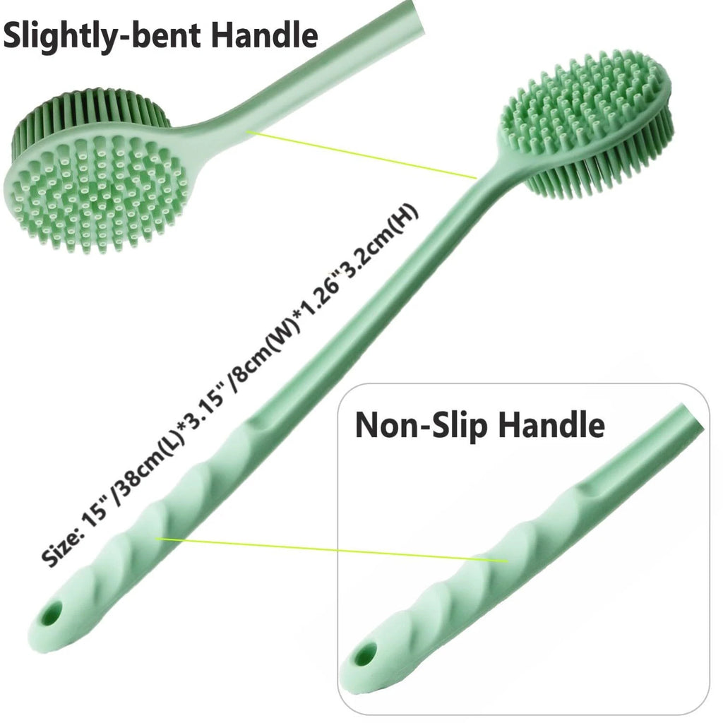 Silicone Body Scrubber - Long Handle Exfoliating Shower Brush for Men Women &...