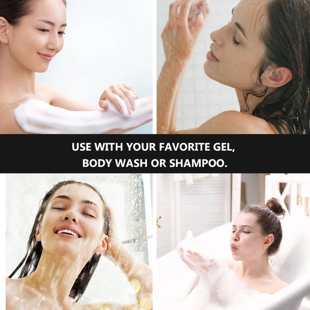 Exfoliating Bath Scrubber Long Handle Sponge Brush for Back and Elbows