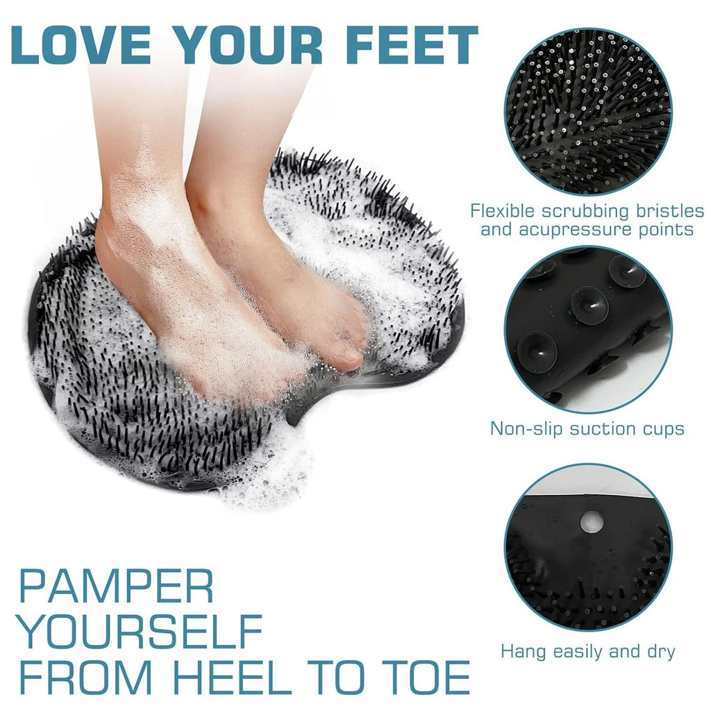 Shower Foot Scrubber Mat Back Washer Back Exfoliating Bath Wash Pad Wall Mounted