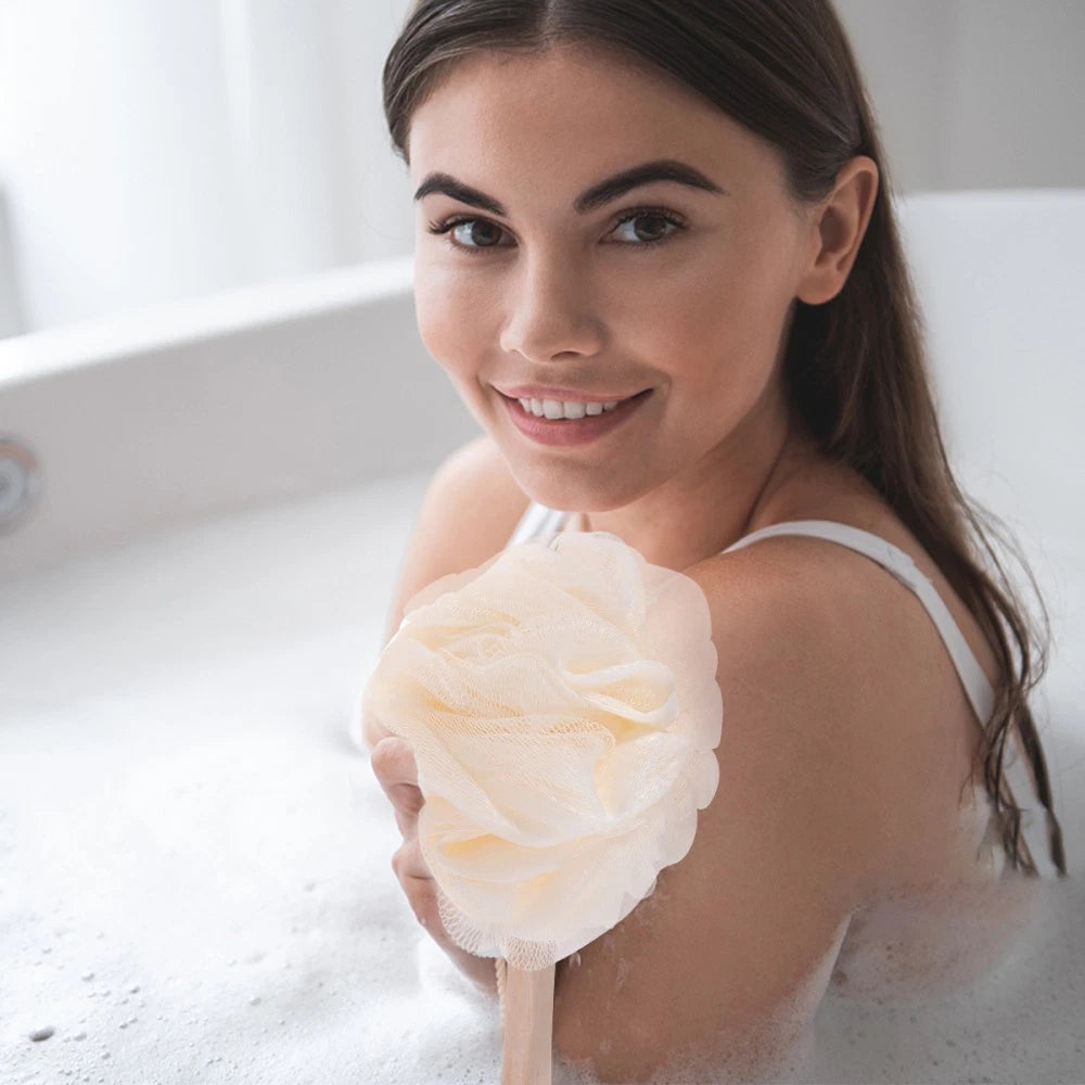 Loofah Bath Brush Long Handle Exfoliating Sponge for Shower and Travel