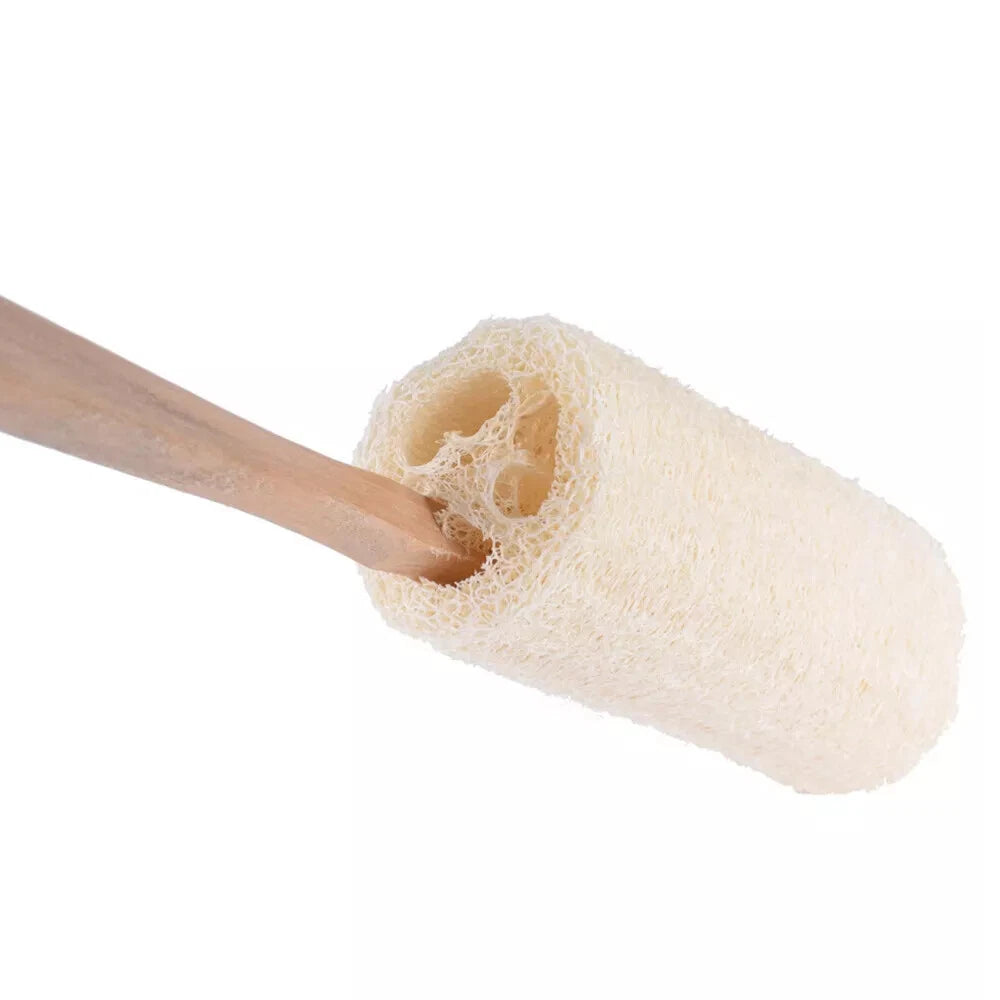 2/4PC Wood Loofah Back Scrubber Brush Bath Body Exfoliating Long Handle Massage