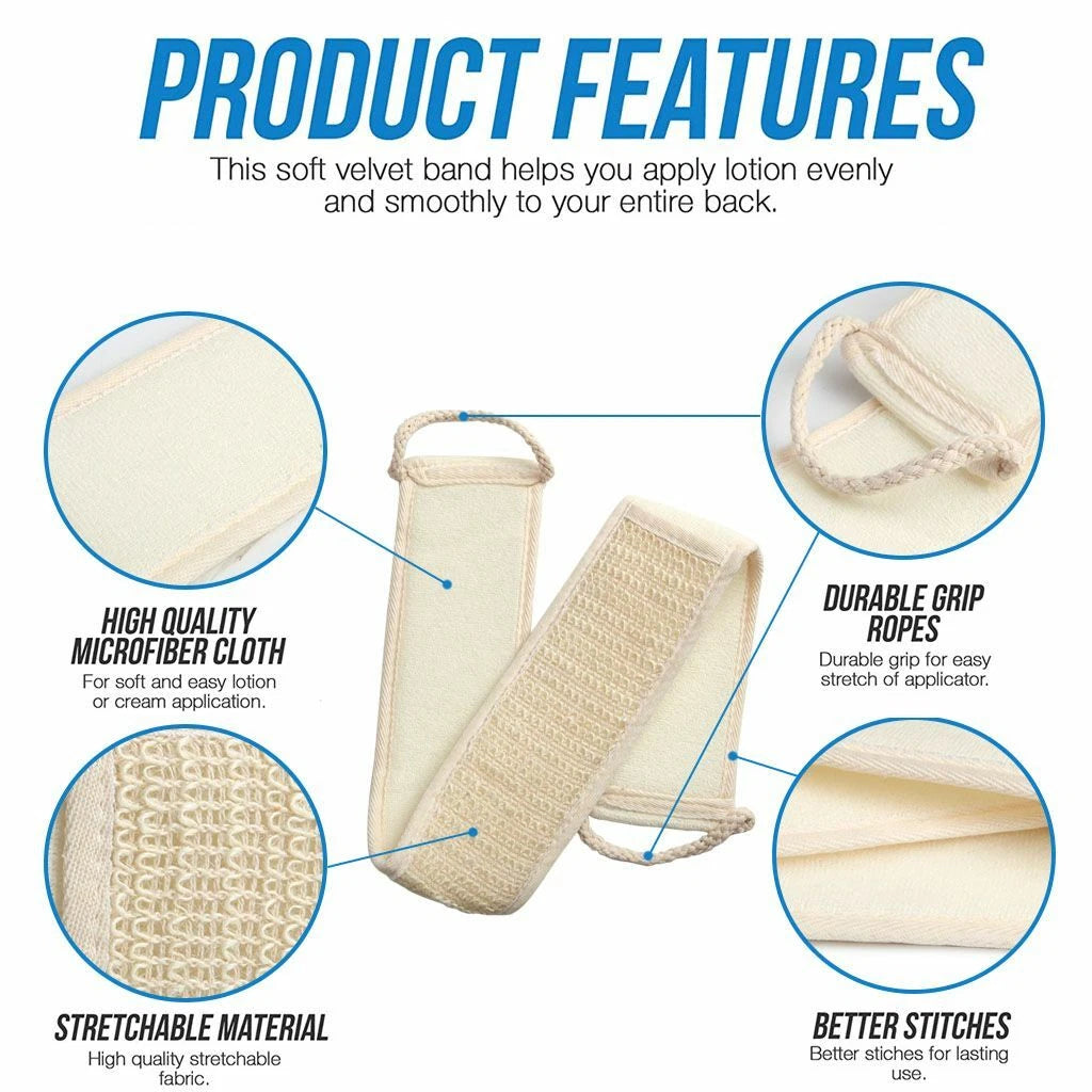 Exfoliating Back Scrubber Bath Shower Strap Loofah Spa Skin Brush Sponge Body