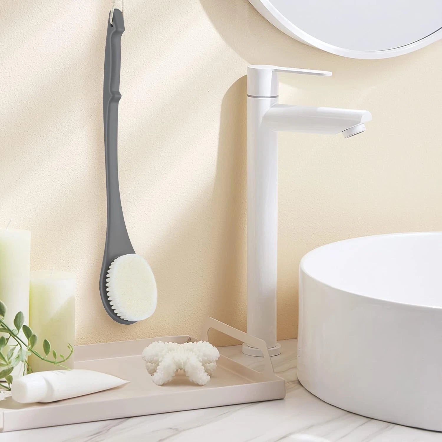 Body Back Scrubber – 17'' Long Handle Shower Brush, Durable Exfoliator
