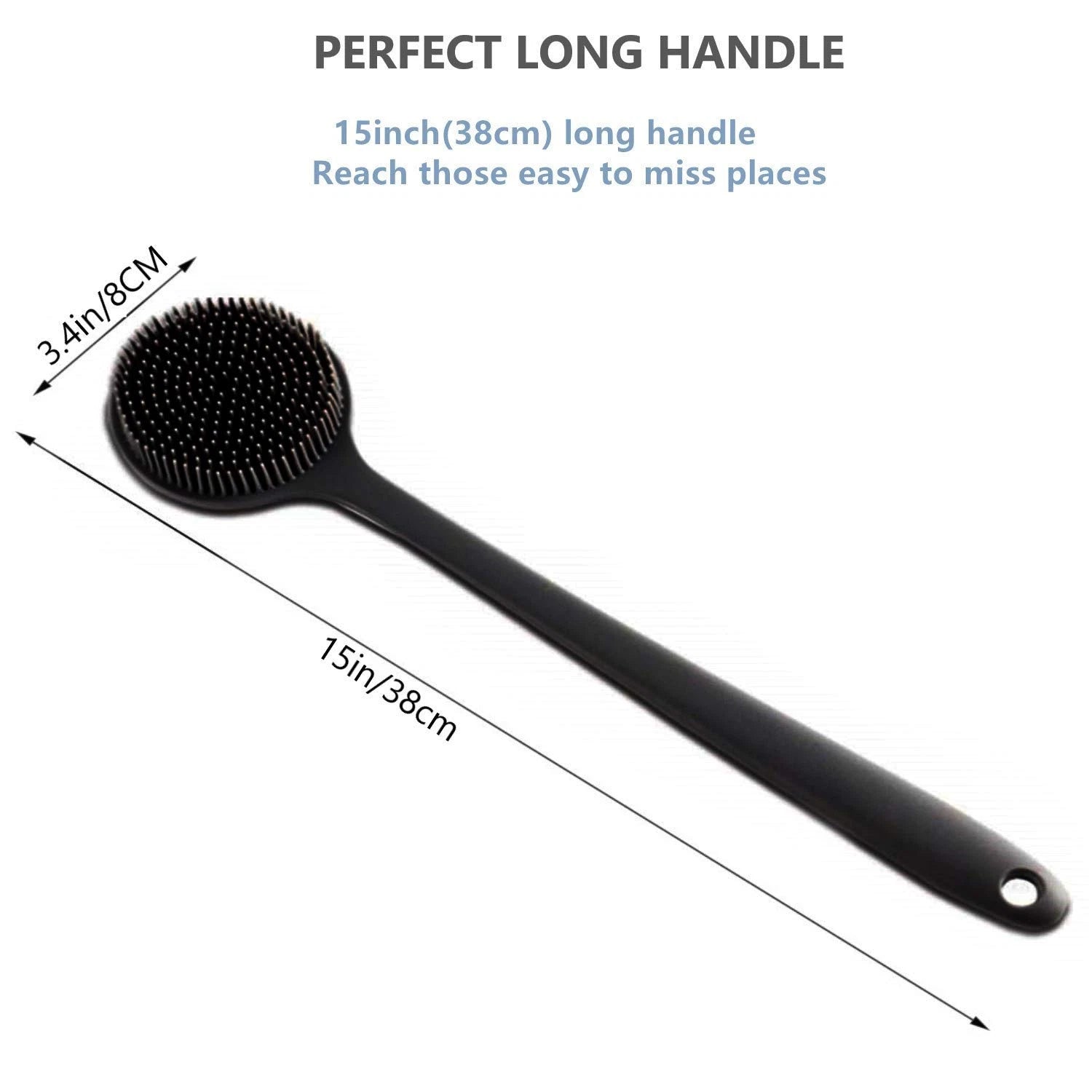 Silicone Body Scrubber Long Handle Back Scrubber for Shower Silicone Body Brush