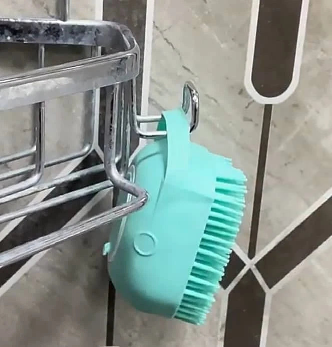 Pet Dog Cat Silicone Soft Massage Bath Brush Scrubber Shampoo Dispenser