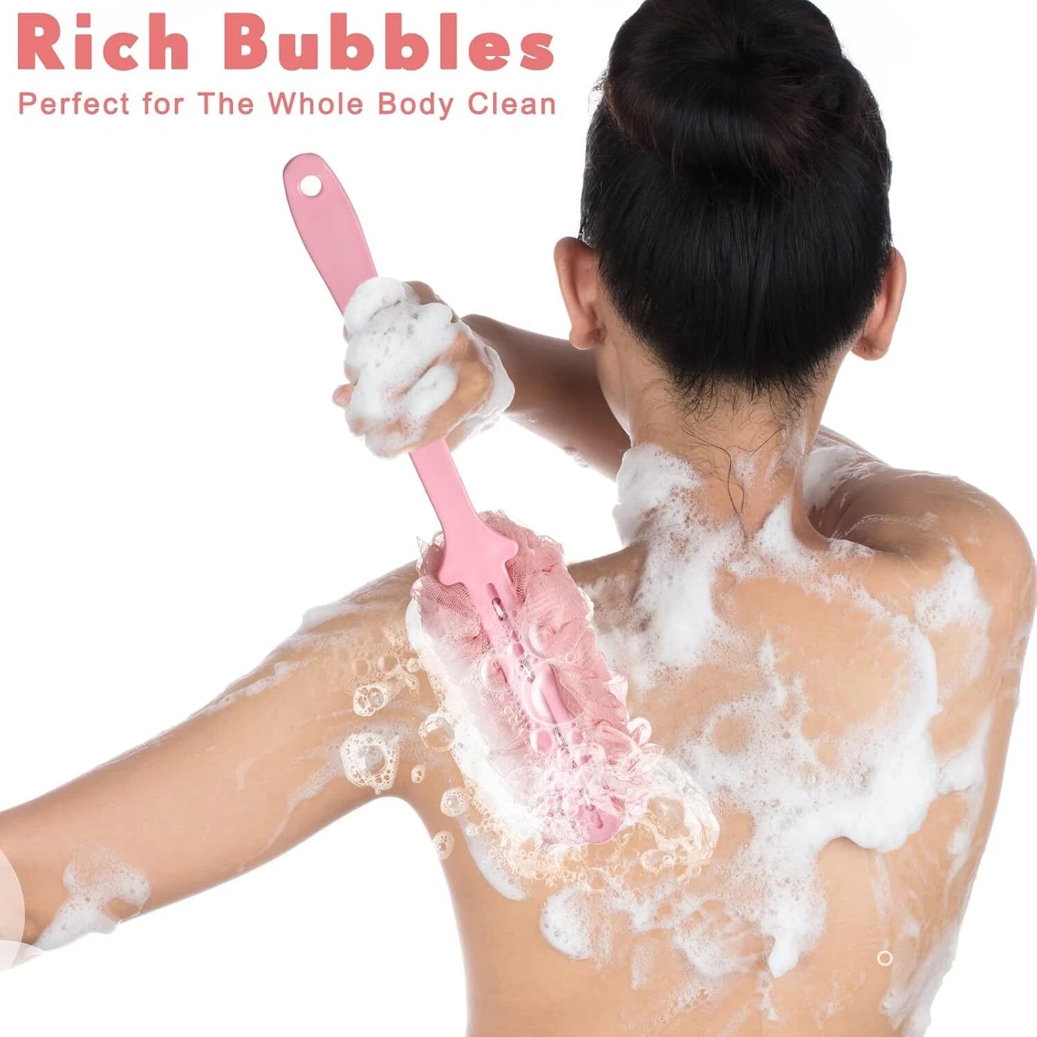 2x Back Scrubber for Shower Loofah Sponge Shower Brush Exfoliating & Long Handle