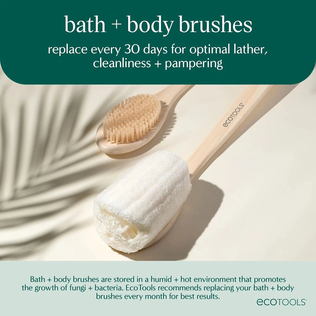 Ecopouf Bath Brush, Loofah Brush for Bath & Shower, Made with Long Handle & Recy