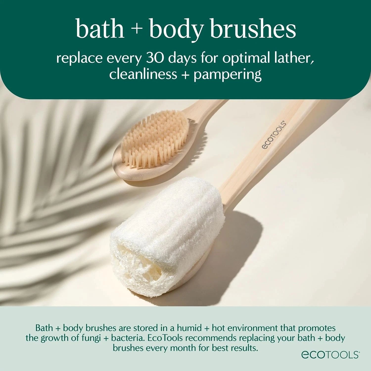 Ecopouf Bath Brush, Loofah Brush for Bath & Shower, Made with Long Handle & Recy