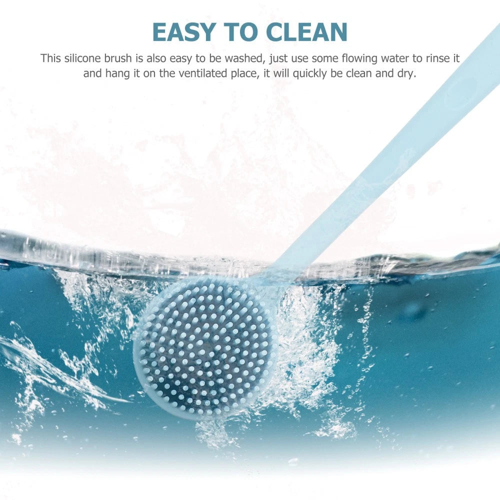 Silicone Bath Brush Man Back Cleaning Scrubber Long Handle Shower for