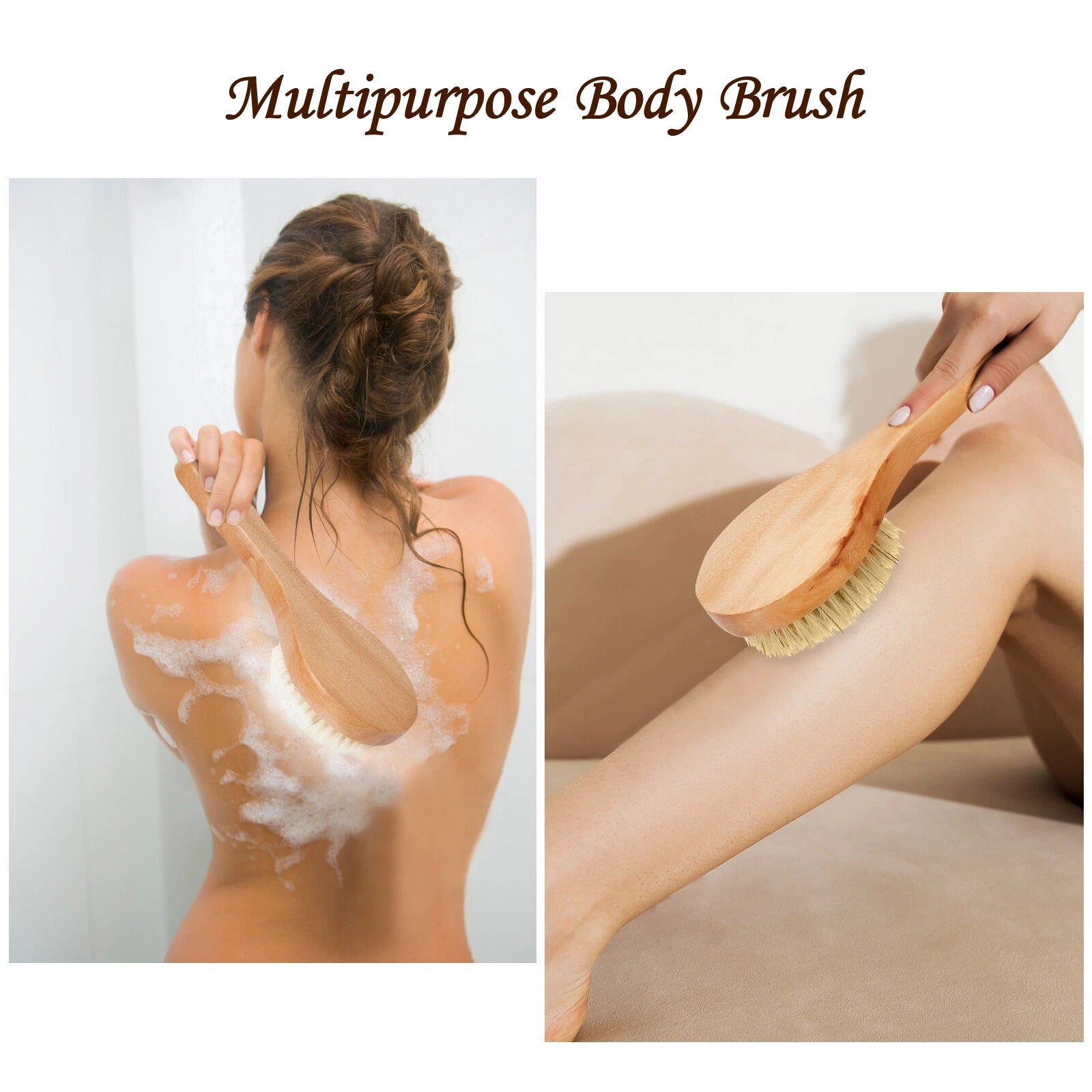 Dry Brushing Body Brush Wood Shower Bath Back Brush Skin Massage Scrubber Spa