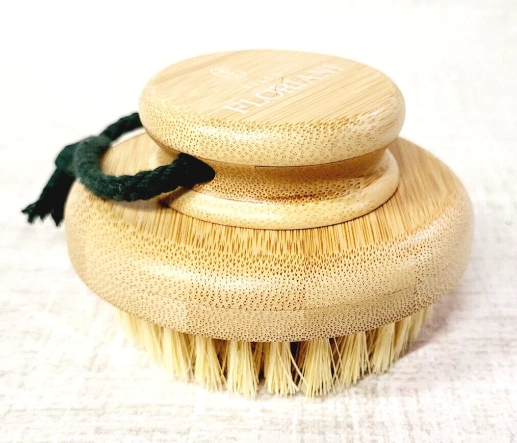 VILLA FLORIANI Wet Dry Wooden Handle Natural Bristle Body Exfoliating Brush NEW
