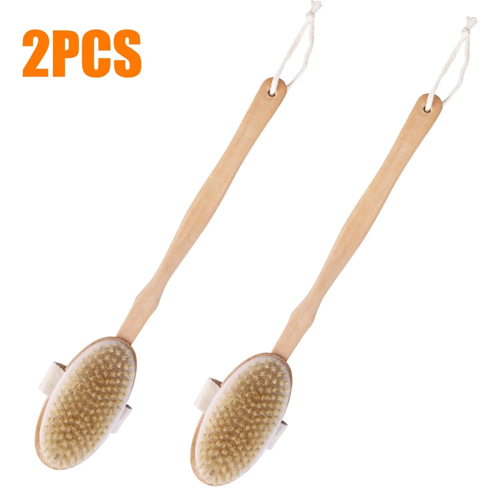 Natural Bristle Body Brush - Wooden Dry Skin Exfoliator & Shower Spa Scrubber US