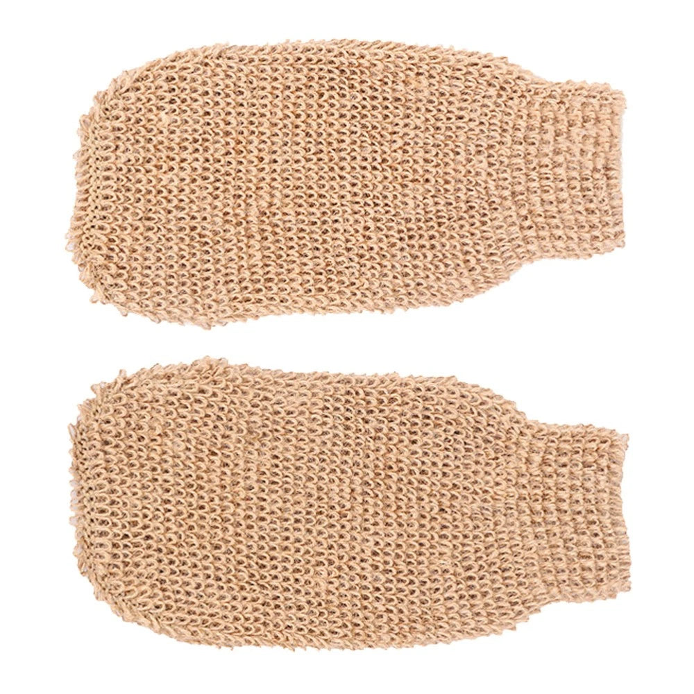 2Pcs Ramie Jute Bath Glove Exfoliating Scrubber for