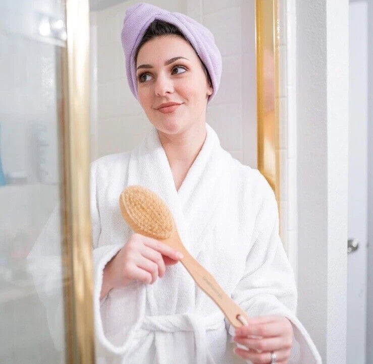 GranNaturals Dry Body Exfoliating Shower Bath Brush Natural Bristles Scrub New