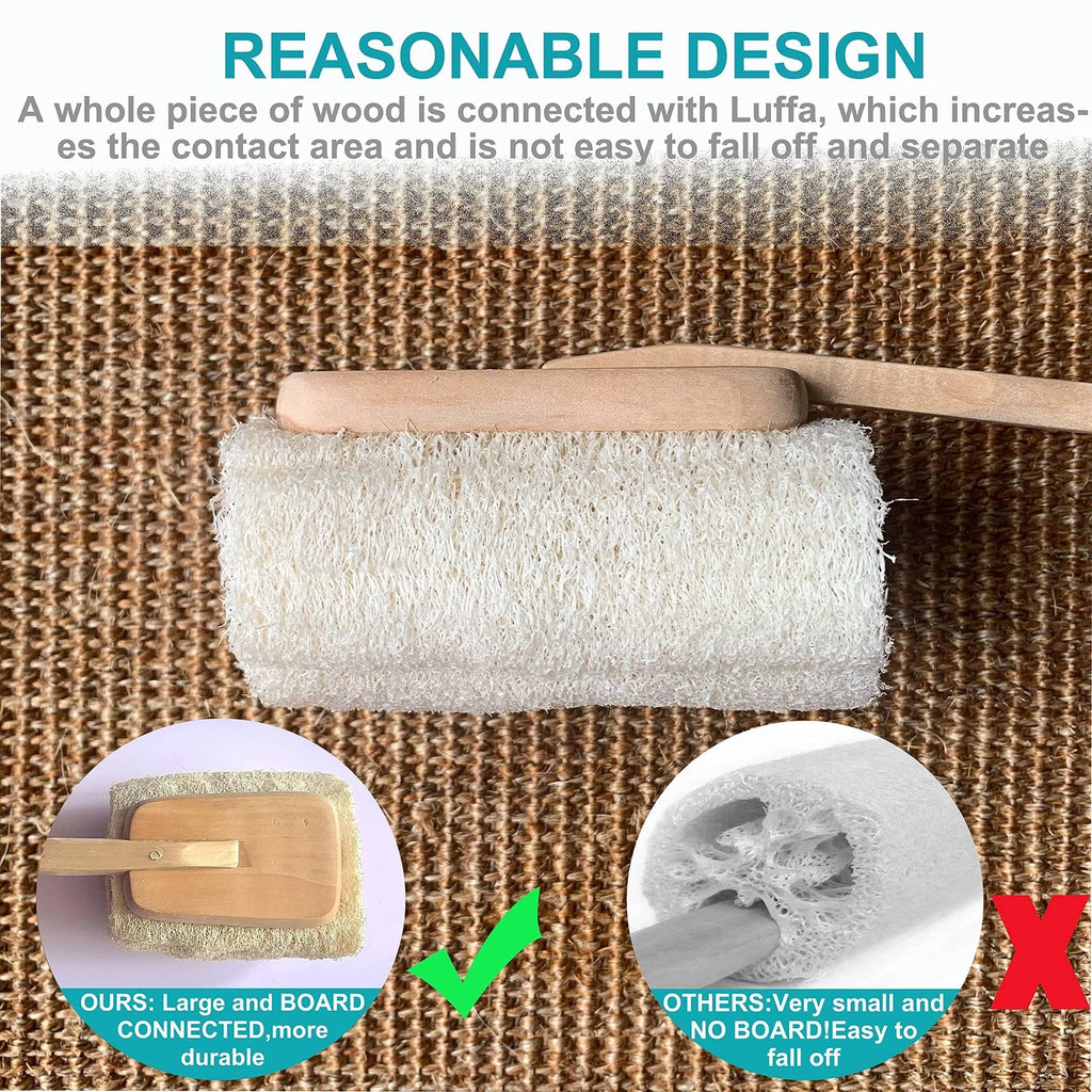 6 pcs/Set - 4 Natural Exfoliating Loofah luffa loofa Bath Brush On a Stick - ...