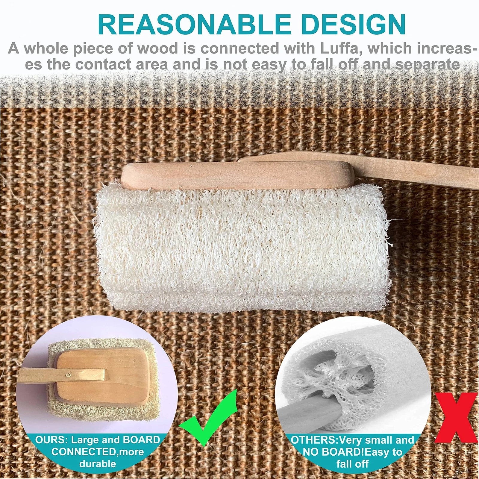 6 pcs/Set - 4 Natural Exfoliating Loofah luffa loofa Bath Brush On a Stick - ...
