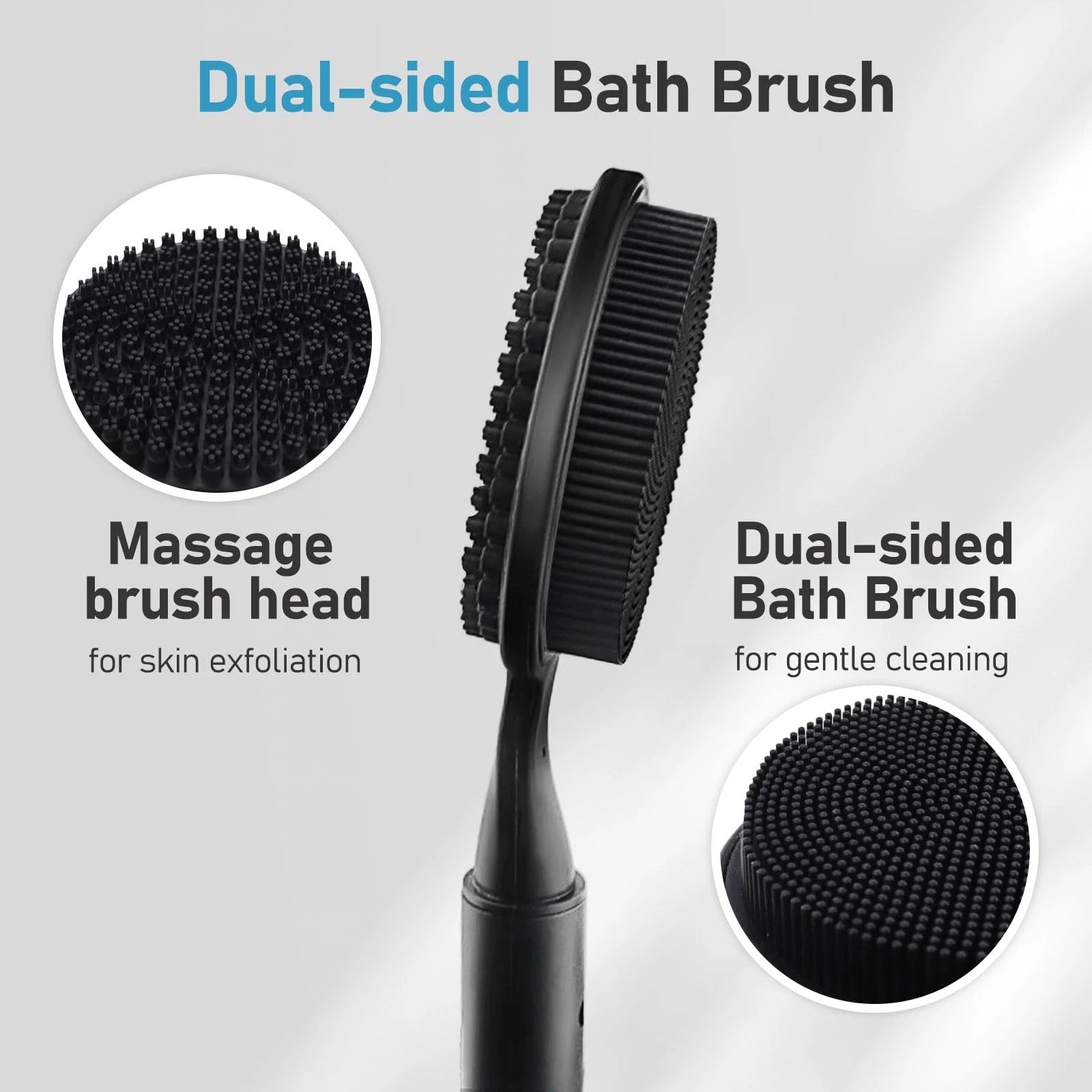 24 Inches Adjustable Bath Brush Long Handle for Shower，Dual-Sided Silicone Ba...