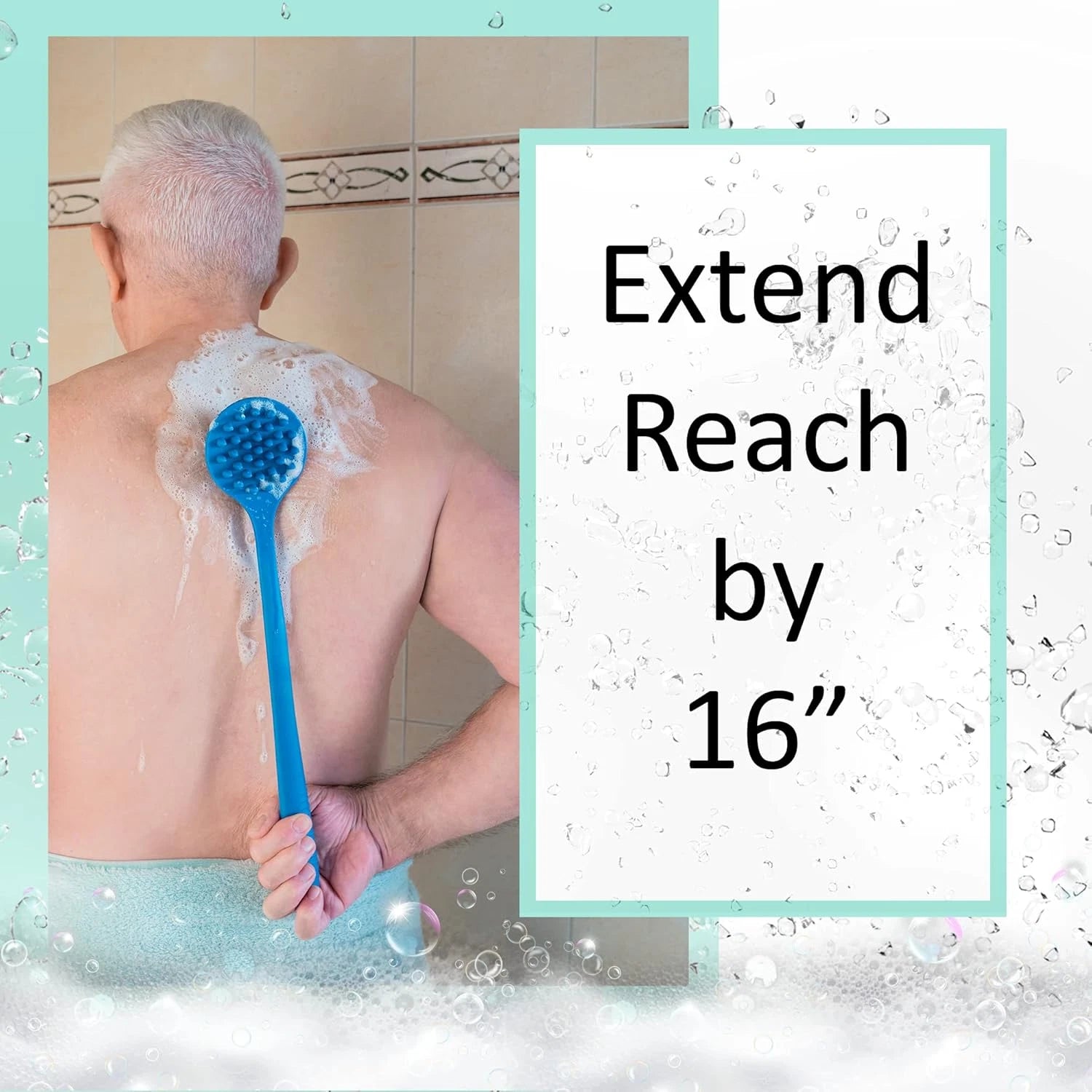 Bendable Long Handled Silicone Body Brush & Hair Scrubber - Bath Shower Back Bru