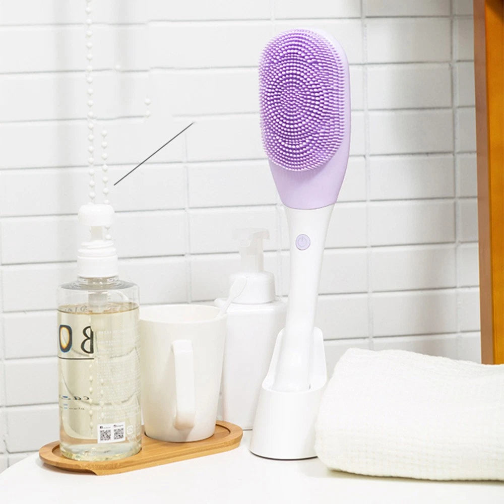 Electric Massage Body Bath Brush Silicone Shower Brush Waterproof Back Scrubber