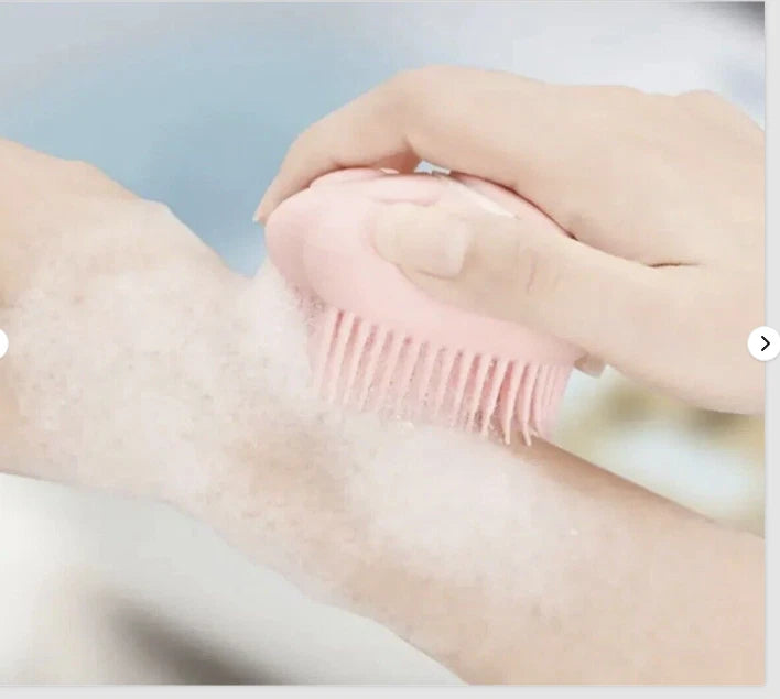 Silicon Bath Pet Body Brush Hair Shower Scrubber Gel Dispenser Soft Massager2PCS