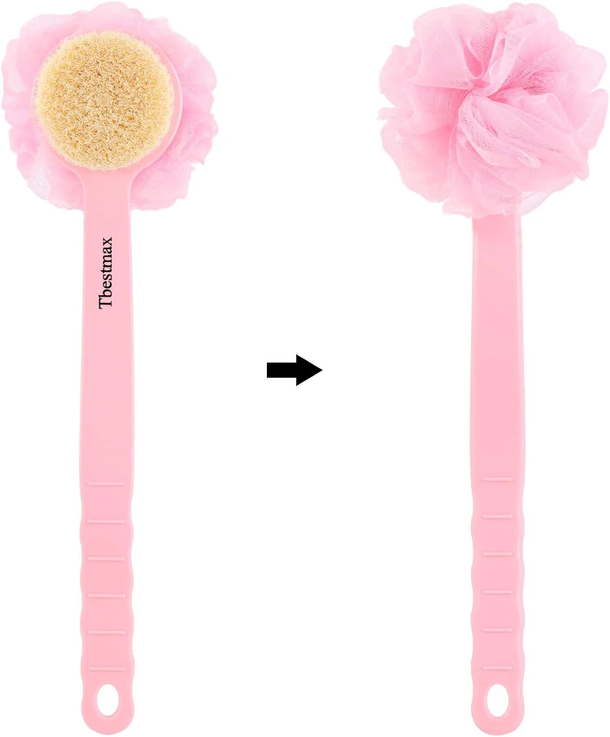 Loofah Back Scrubber Long Handle Shower Body Brush with Soft Mesh Sponge for Wom