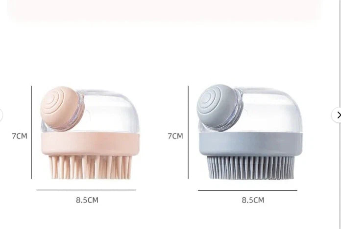 Silicon Bath Pet Body Brush Hair Shower Scrubber Gel Dispenser Soft Massager2PCS
