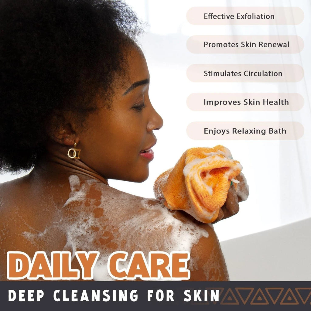 African Net Sponge Authentic - 2 Pieces Afro Scrub Exfoliating Net with Knots Na