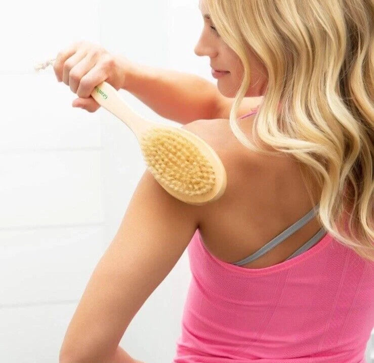 GranNaturals Dry Body Exfoliating Shower Bath Brush Natural Bristles Scrub New