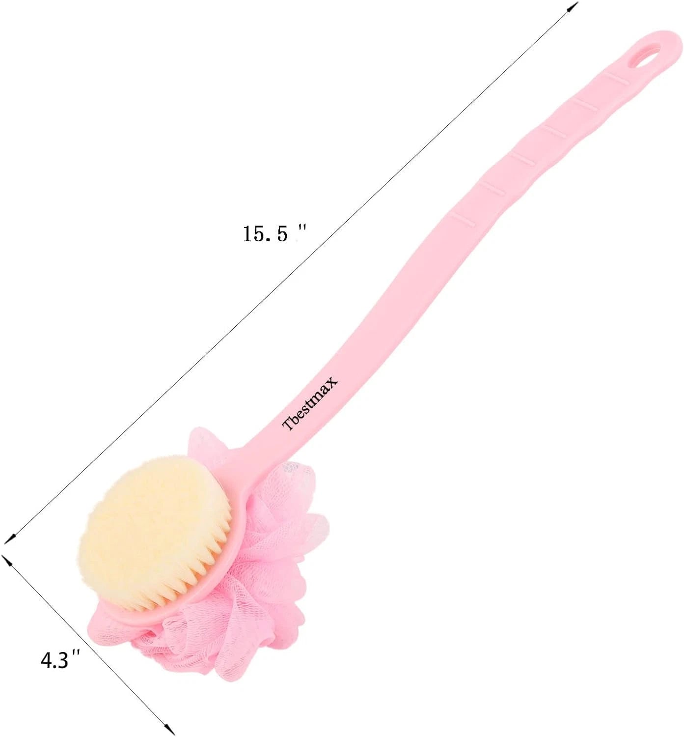 Loofah Back Scrubber Long Handle Shower Body Brush with Soft Mesh Sponge for Wom