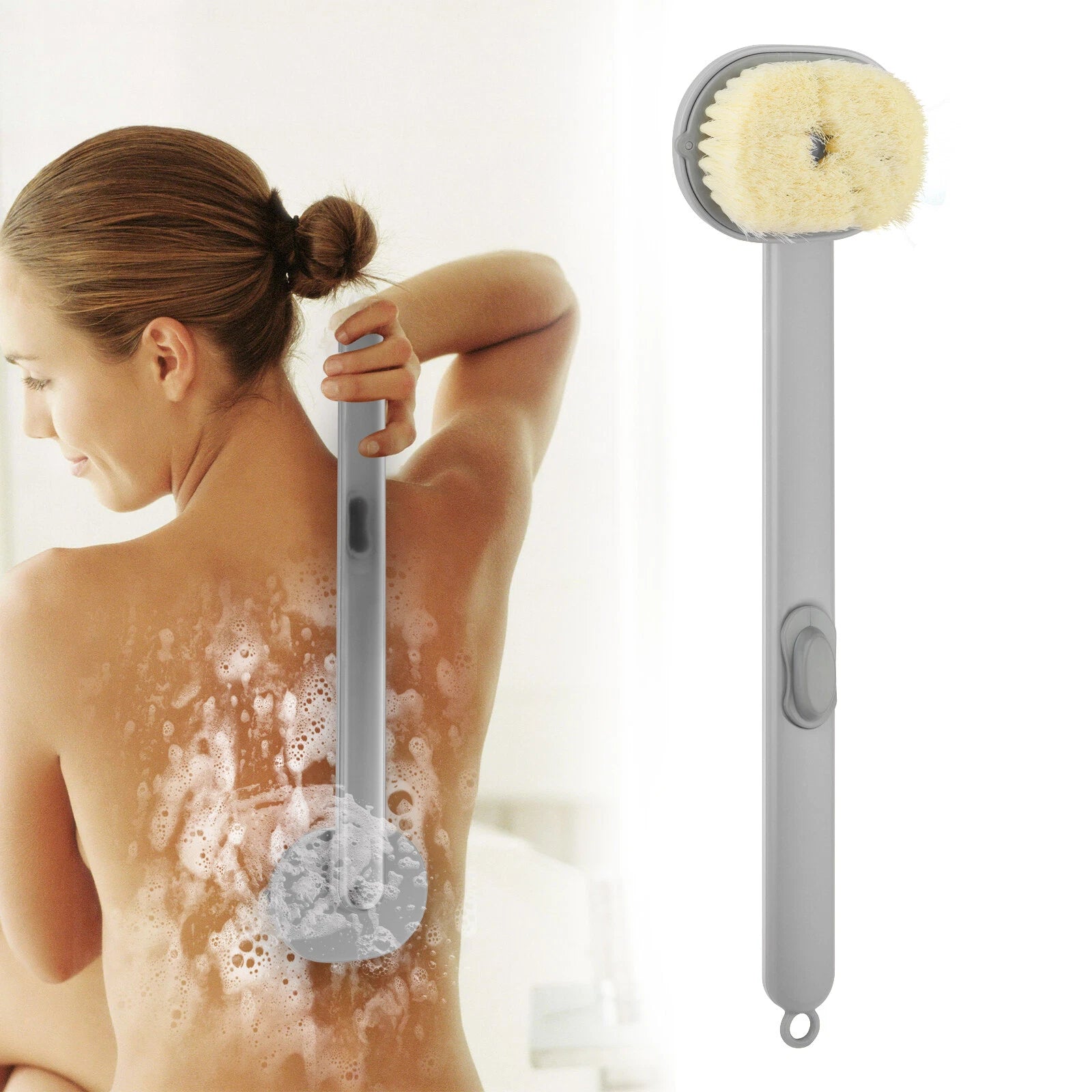 Long Handle Bath Shower Brush, Back Scrubber Body Exfoliator Clean Sponge Brush