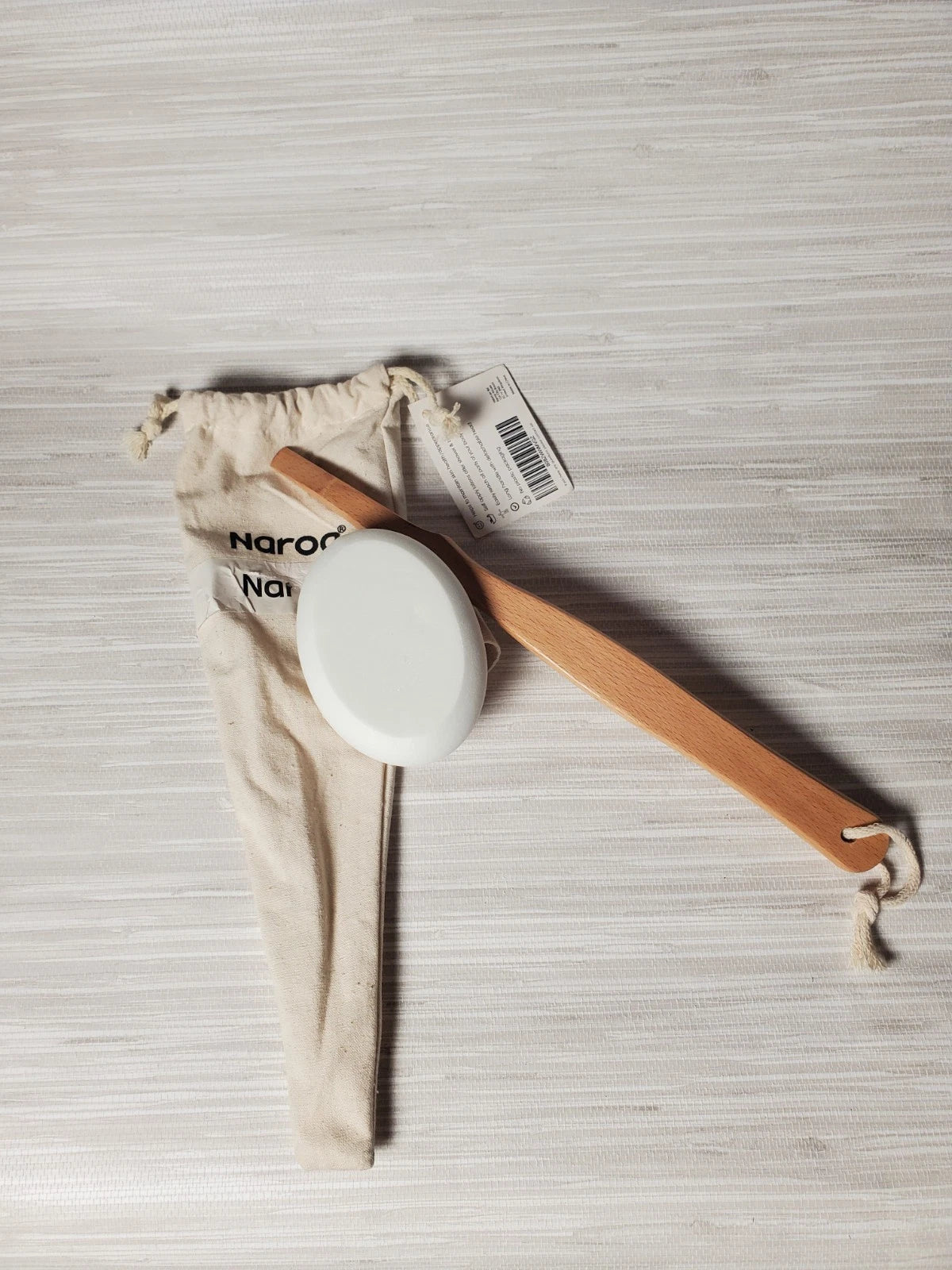 Long Wood Bath Body Cream Skin Lotion Applicator Back Shower Brush Massager Pads
