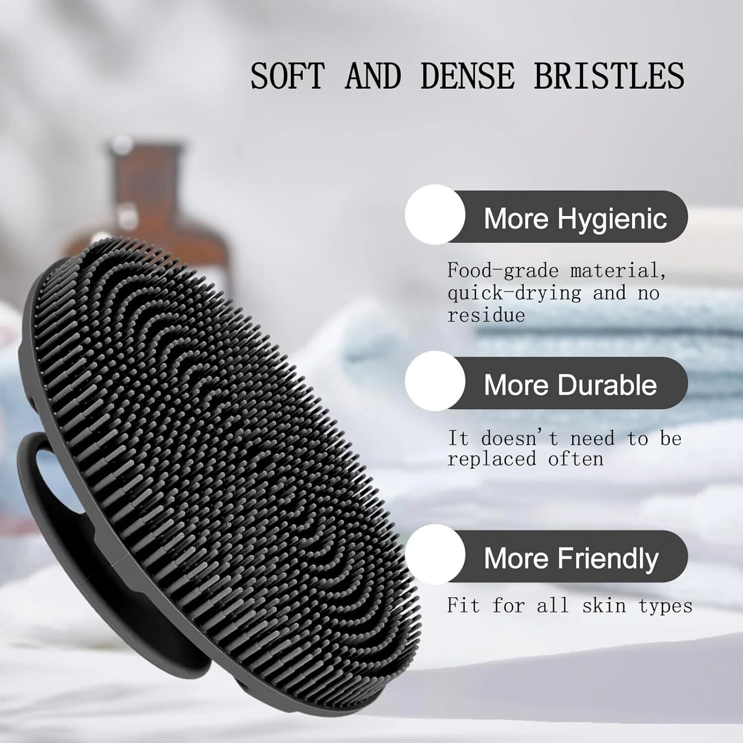 Grade Soft Silicone Body Scrubber Shower Brush Handheld Cleansing Skin Brush
