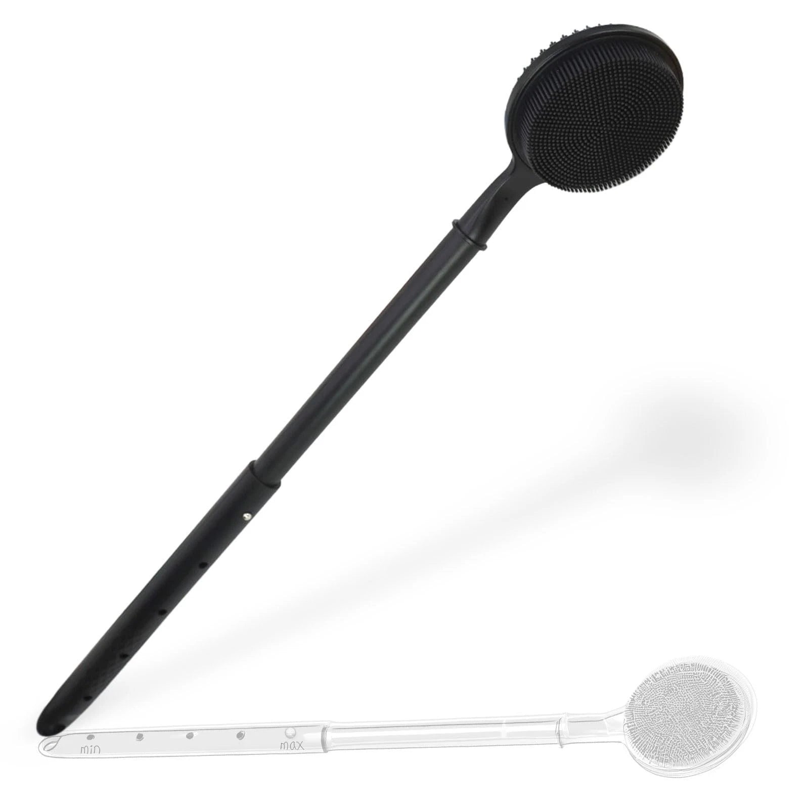 24 Inches Adjustable Bath Brush Long Handle for Shower，Dual-Sided Silicone Ba...