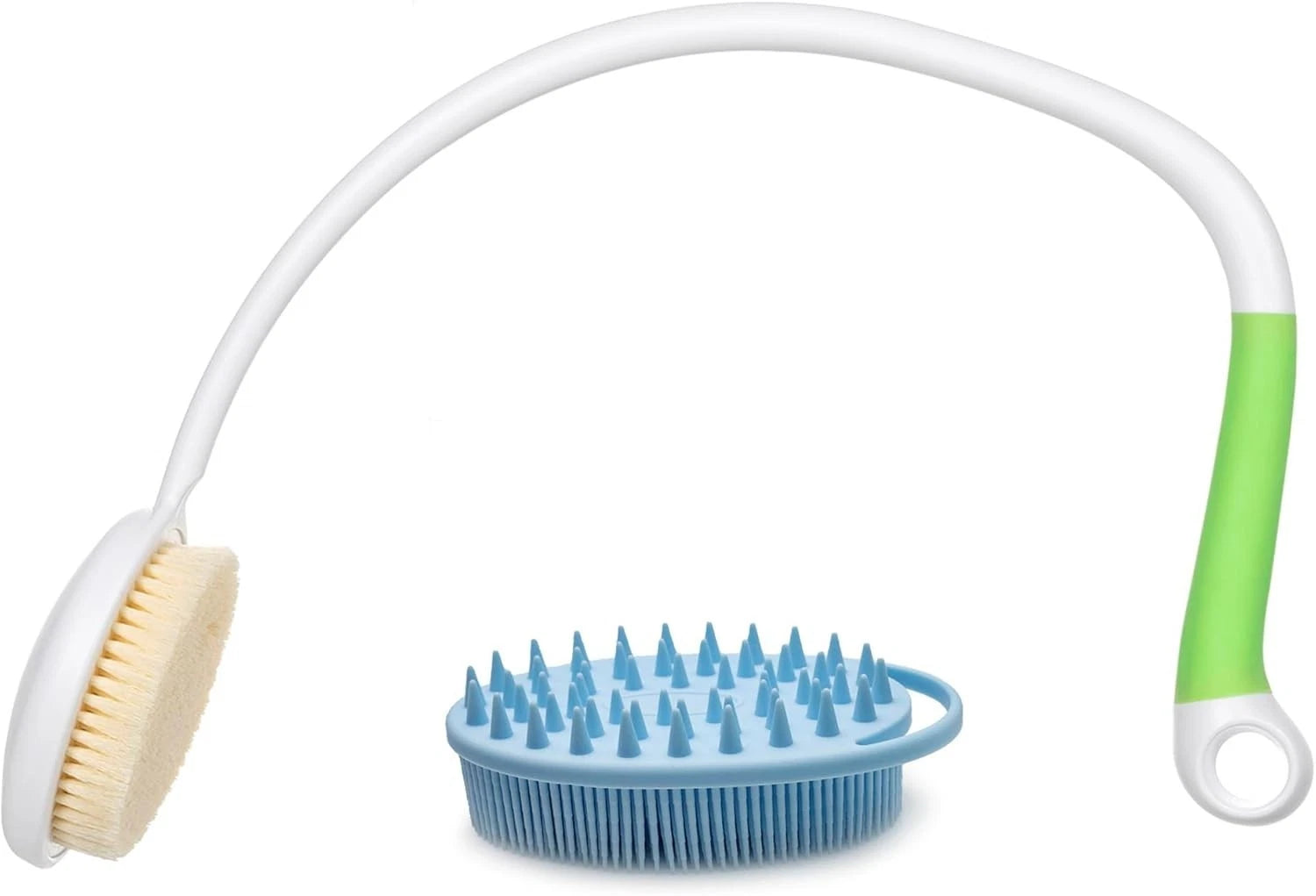 Ergonomic U-Shaped Back Bath Brush with Dual-Sided Silicone Scrubber for Comfort