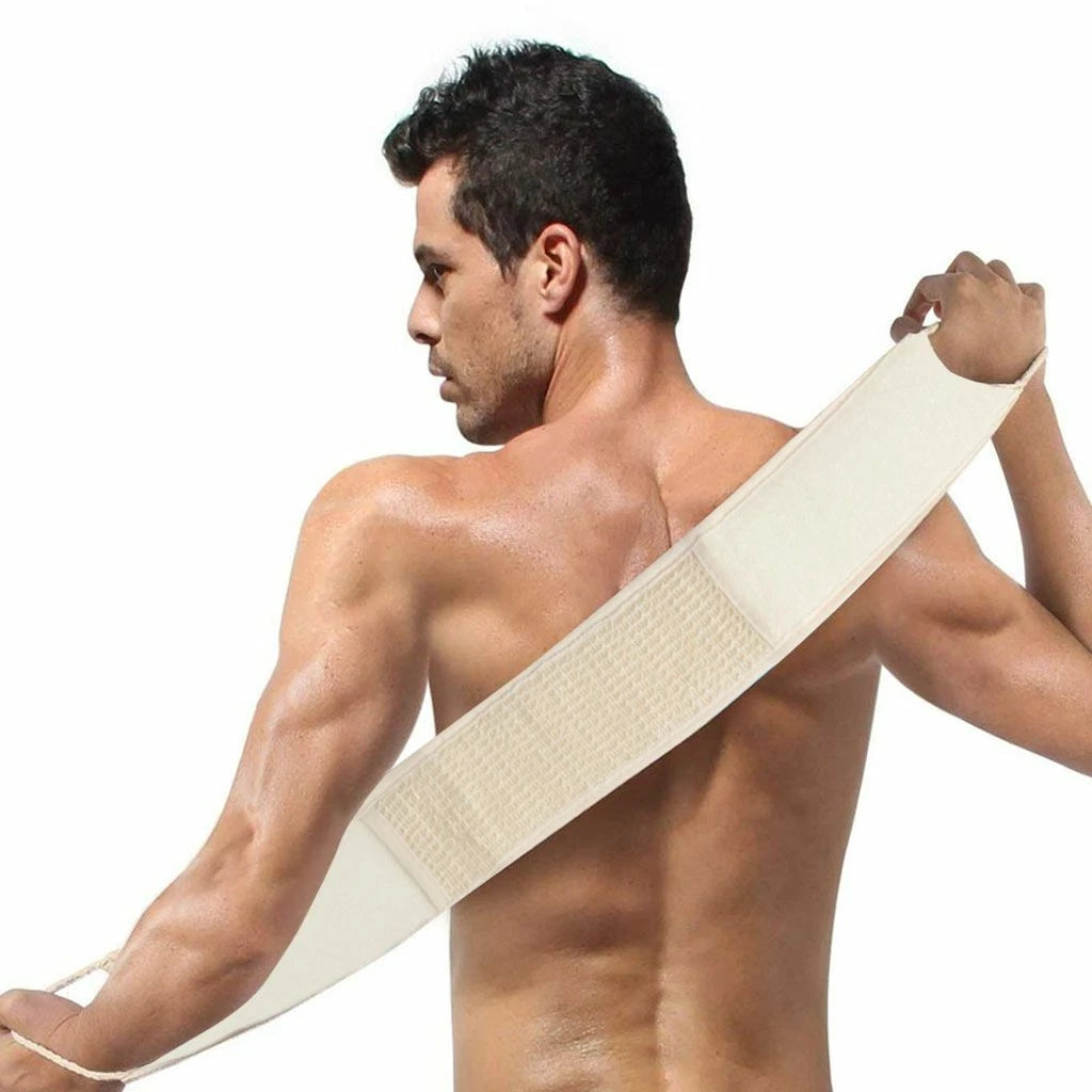 Exfoliating Back Scrubber Bath Shower Strap Loofah Spa Skin Brush Sponge Body