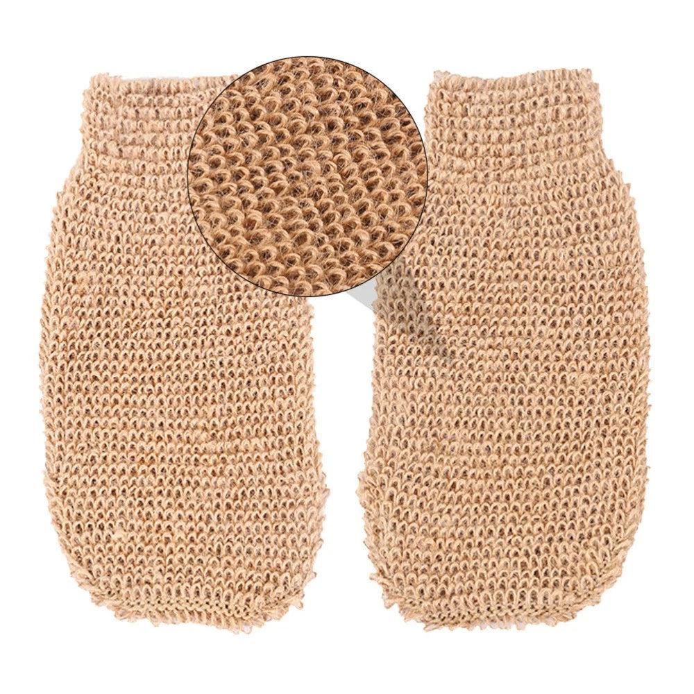 2Pcs Ramie Jute Bath Glove Exfoliating Scrubber for