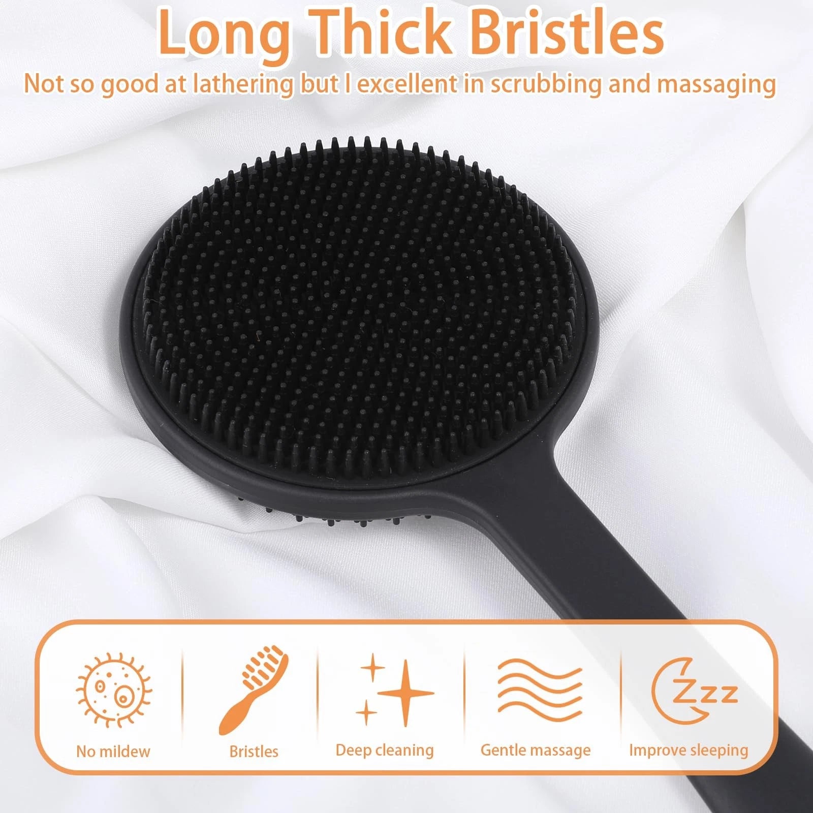 Silicone Back Scrubber for Shower Bath Body Brush Short Handle Exfoliating