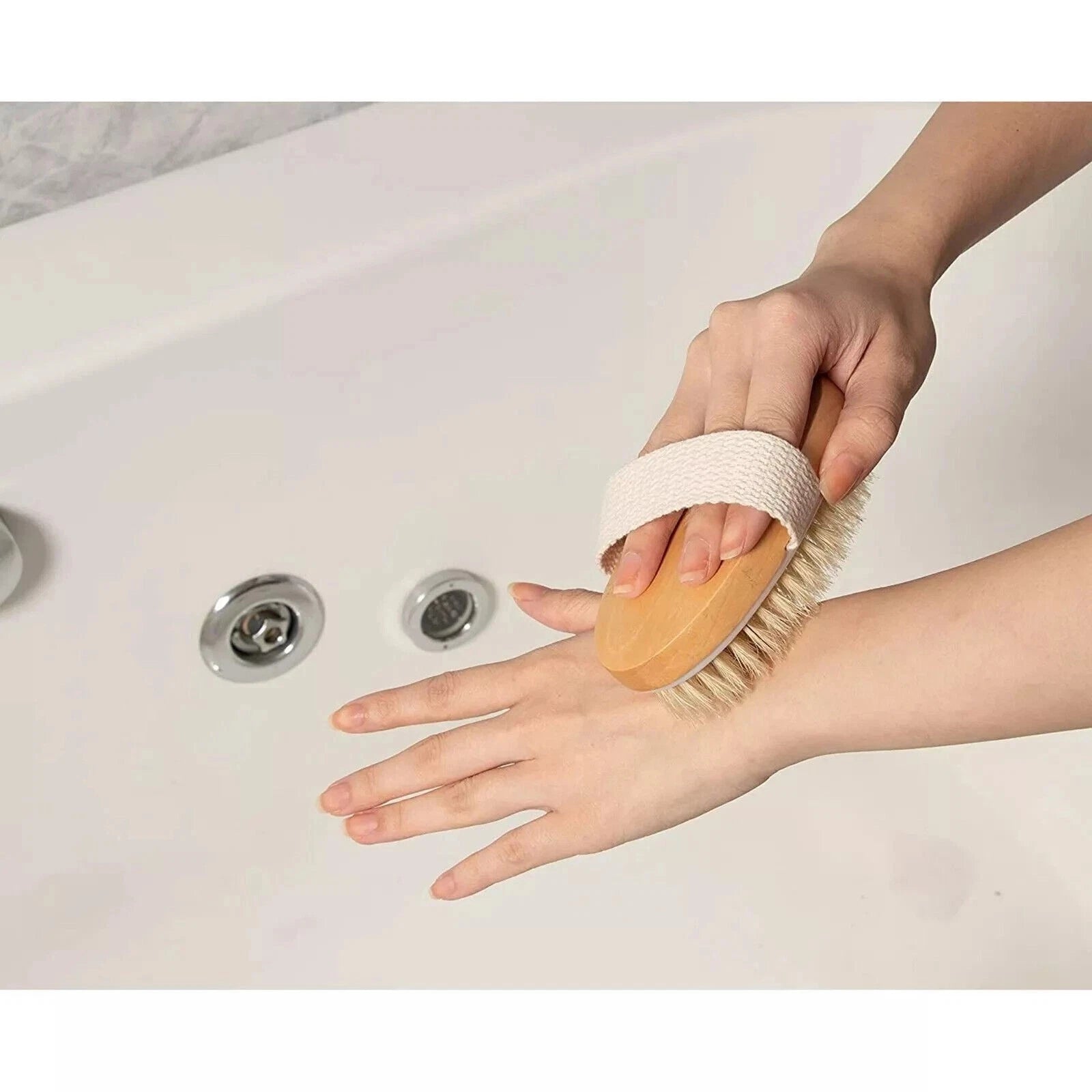 4x Long Handle Bath Brush Natural Bristles Body Back Shower Washing Scrubber